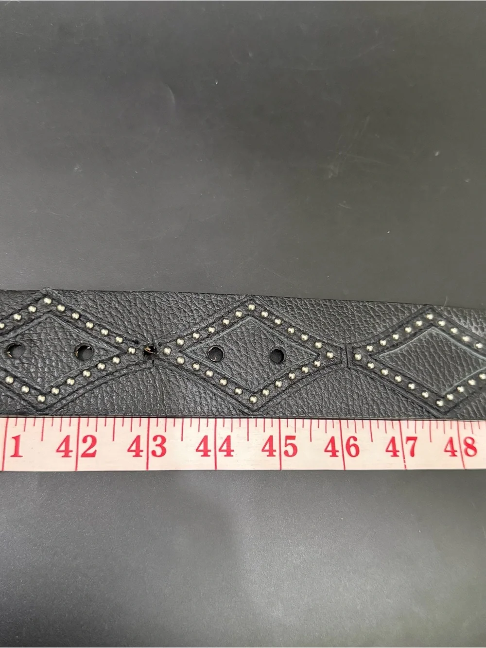 MICHAEL Michael Kors Black Leather Geometric Diamond Studded Belt XL Waist 41-45